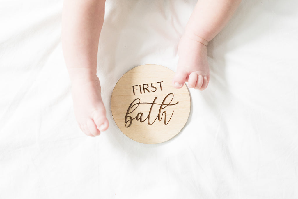 babys first bath wood milestone marker photo prop for babies unique baby shower gift